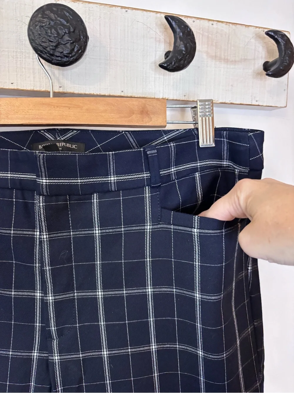 Banana Republic Sloan Windowpane Navy Plaid Dress Pants